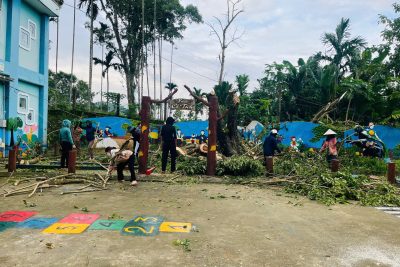 CÔNG TÁC CHỦ ĐỘNG PHÒNG CHỐNG BÃO CỦA CÔ GIÁO TRƯỜNG MẦM NON BÌNH MINH